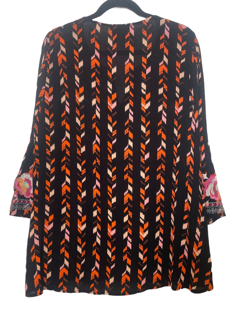 Savanna Jane Sophia Embroidered Boho Tunic Top Black | Size Medium - Picture 2 of 9
